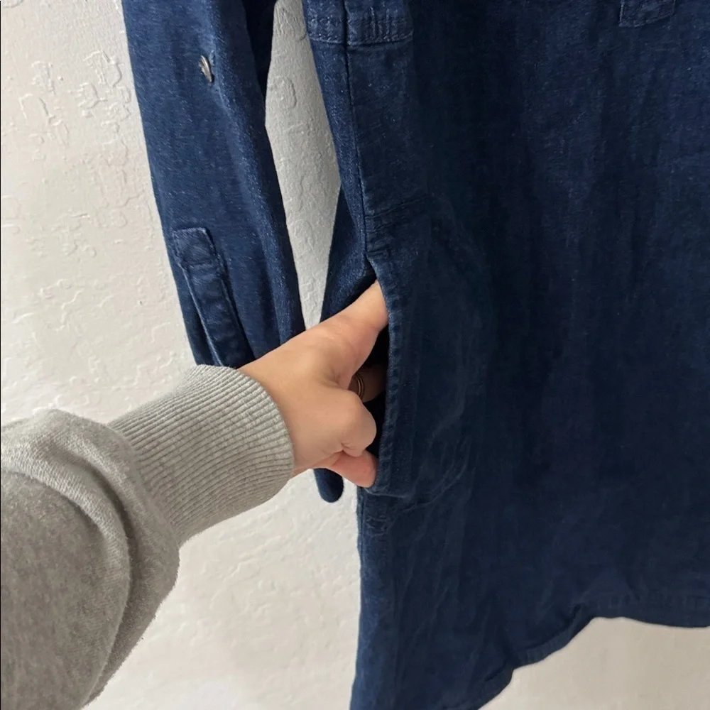 J. JILL DENIM Shirt Dress Size XS Roll Tab Sleeve Pockets Women’s - Picture 5 of 6